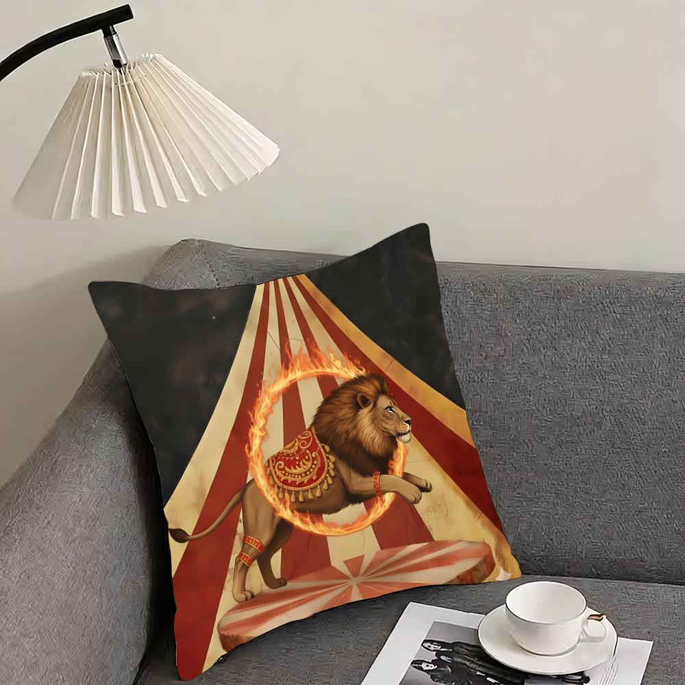 Carnival Circus Fashion Cushion Cover Pillowcase Ultra Soft Skin Friendly Fabric Cloud Like Comfort Concealed Zipper