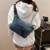 Denim Small Satchel Chest Bag Kvinne Campus Style Crossbody Bag