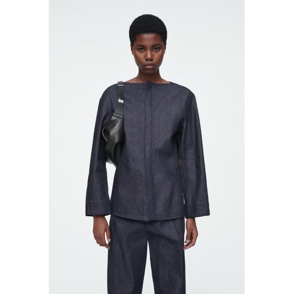 

Cos Japan Straight Neck Low Denim Shirt Indigo/42P