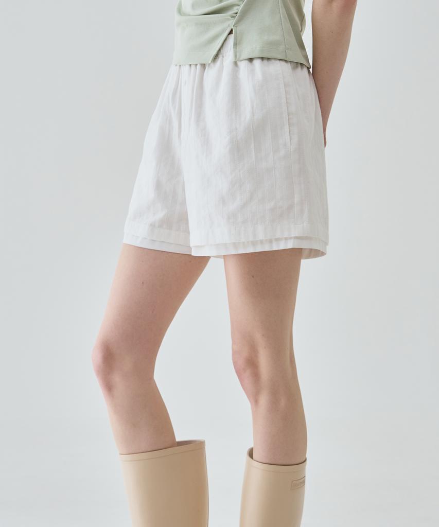 Deuloupisumeon Cotton Punched Layered Shorts [White]