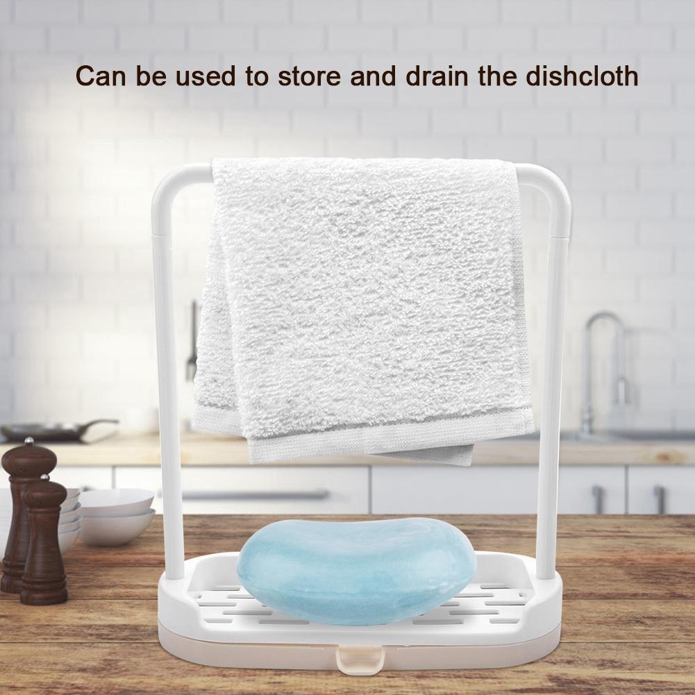 Kitchen Detachable Bar Towel Drying Rack Storage   Rack for Dishcloth Sponge Soa(Beige)