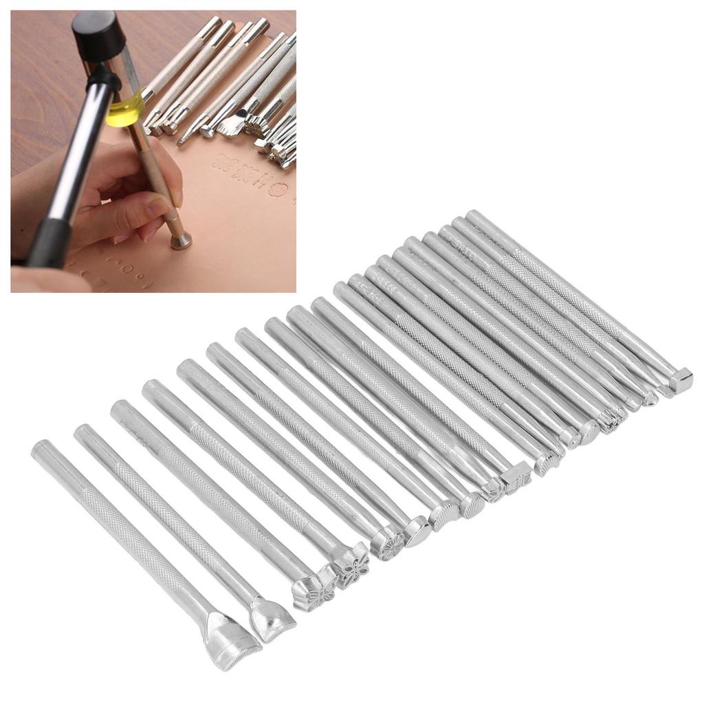 20Pcs Leather Stamping Tools Different Patterns High Hardness Anti Rust Saddle Making Tools for DIY Leather Crafts Bags