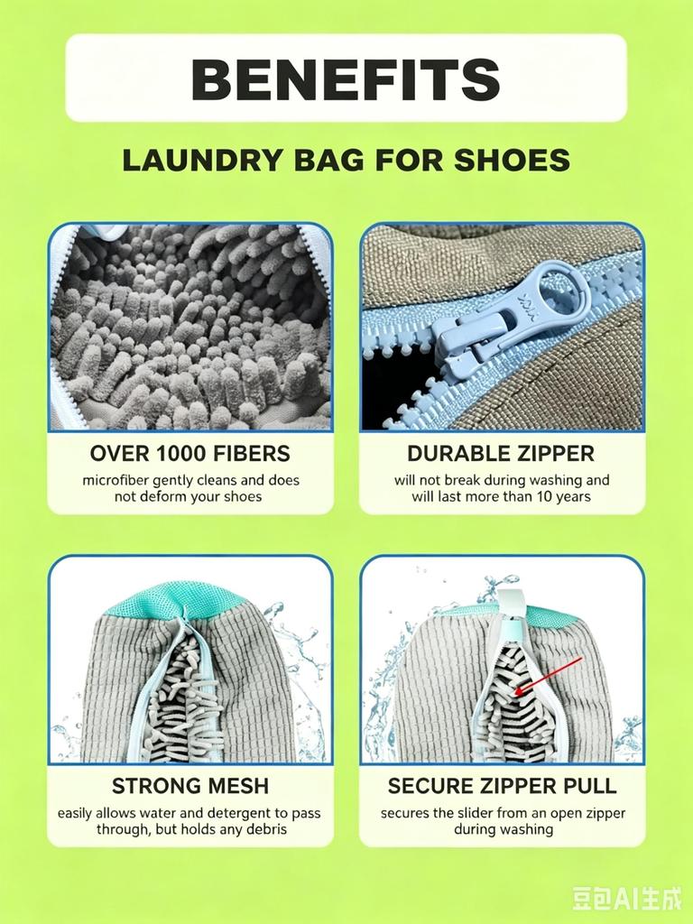 Microfiber Shoe Washing Laundry Bag, Reusable Sneaker Cleaning Protector Bag for Washing Machine