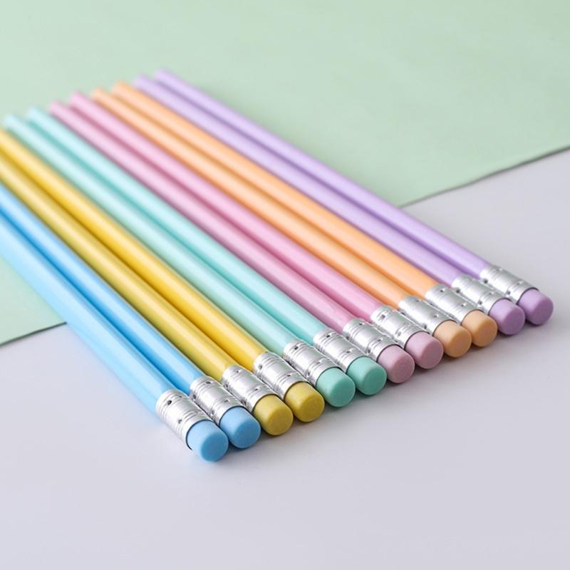 30Pieces Wood Pencil with Erasers Triangular Drawing Pencils Ergonomic Grip for Students Artists Sketching Drawing