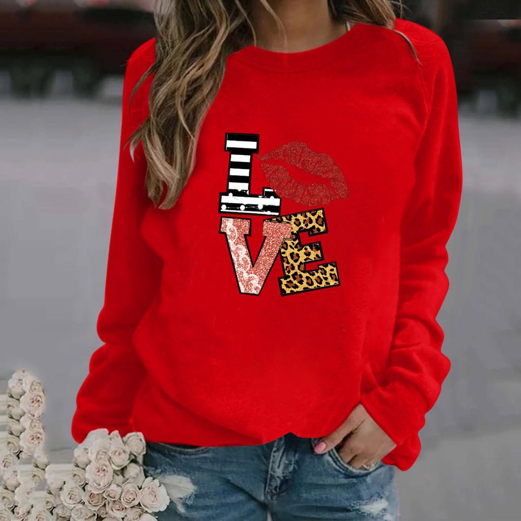 Женский модный пуловер с длинными рукавами и принтом ко Дню святого Валентина
