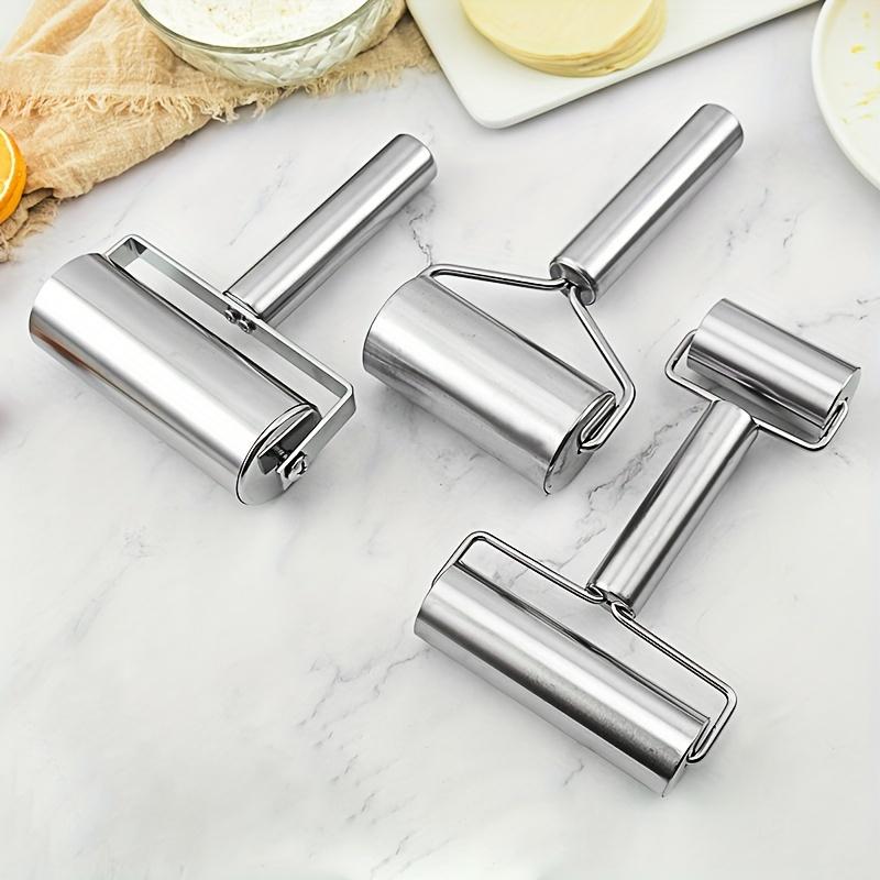 Pastry Pizza Roller, Smooth Non Stick Stainless Steel Rolling Pin Time-Saver Pizza Dough Roller for Home Kitchen Baking Cooking