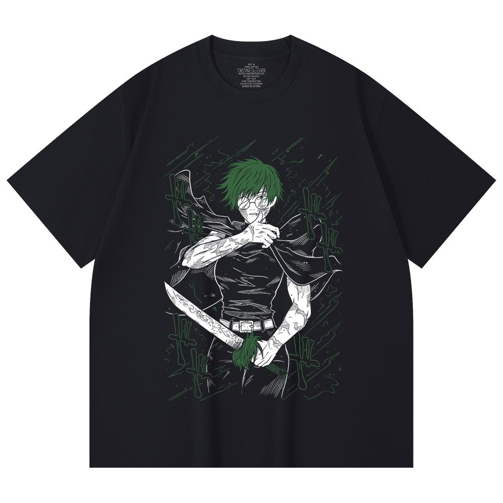 230 Gsm 100% Cotton Jujutsu Kaisen V10 Maki Print Unisex Heavy Cotton T Shirt