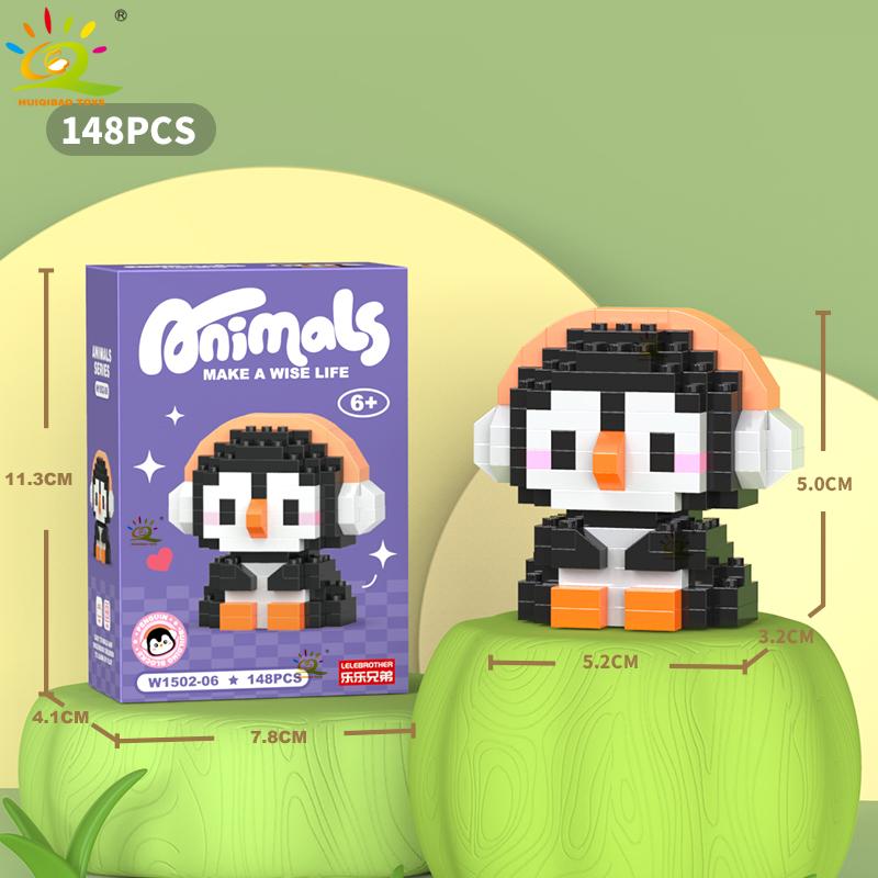 HUIQIBAO Mini Drăguț Anima Micro Blocuri de Construcție 3D Model Diamant LION Cărămizi DIY Jucării de Construcție Oraș pentru Copii Cadou