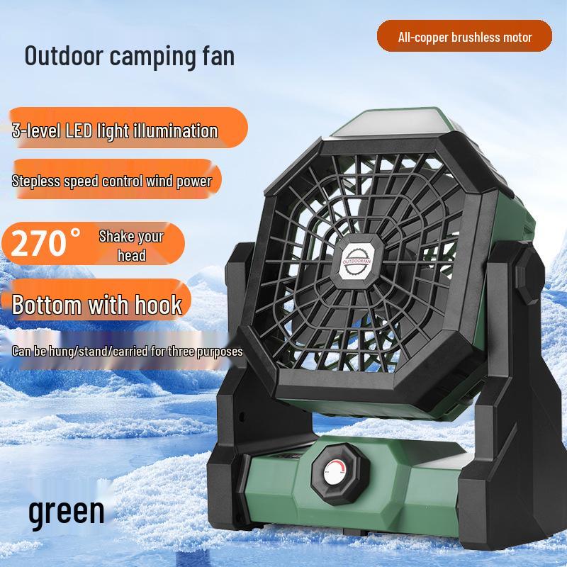 Rechargeable USB Tent Fan with LED Light - Portable, High Power for Camping