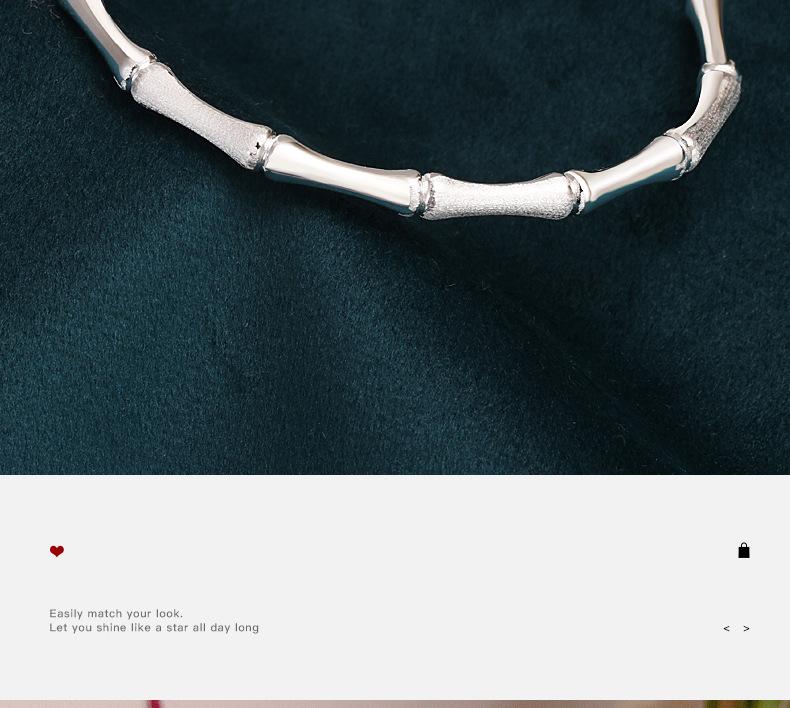 999 Sterling Silver Open Bamboo Joint Bracelet: Polished & Matte, Young Style, Solid Silver, Women's Thin Design.