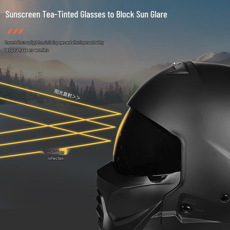 3C Certified Retro Full Face Electric Motorcycle Helmet for Men & Women – All-Season Scorpion, Third Generation Half Helmet Combo