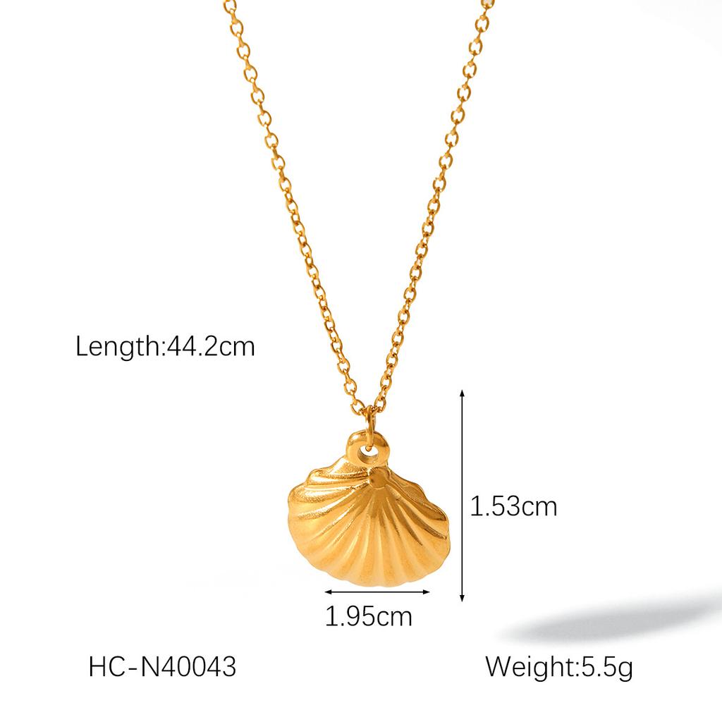 Fashion Versatile Women Necklace Rose Flower Eight Pointed Star Moon Scallop Titanium Steel Pendant Jewelry