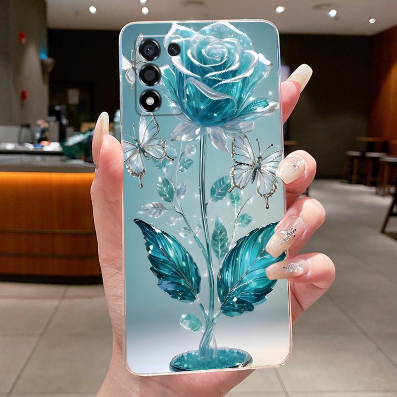 Back Cover For OPPO K9S Realme Q3S Q3t 5G Clear Phone Case Luxury Fashion Butterfly Flower Transparent Soft Silicone TPU Casing
