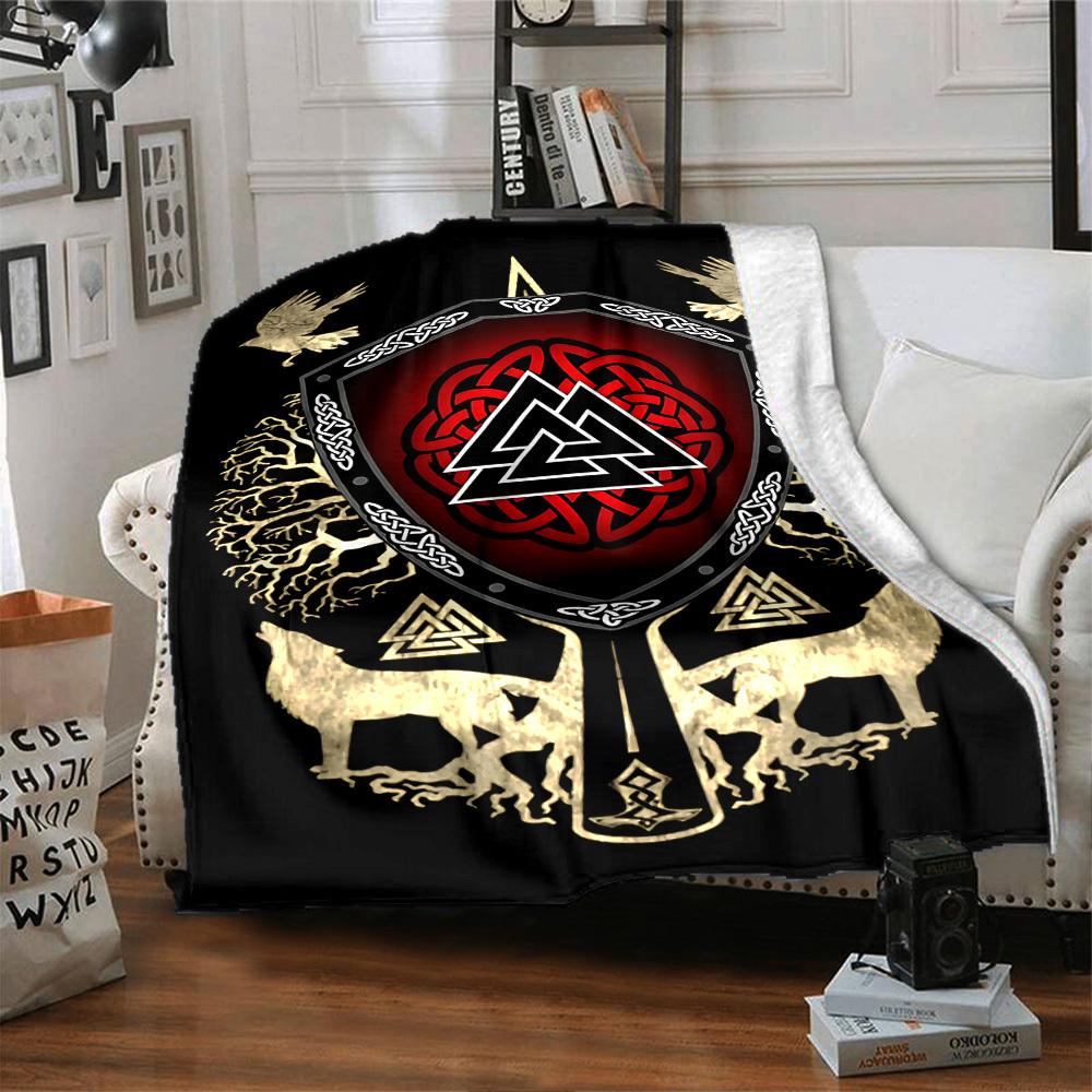 1pc Celtic Shield Throw Blanket Soft Flannel, Cozy All Season Polyester Perfect for Home, Office