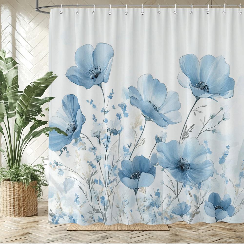 

Watercolor Red Roses Flowers And Butterflies Shower Curtain Bath Curtain Printing Bathroom Curtains For Home Decoration Curtain W60H190(CM)-1 Pcs