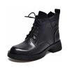 Leather boots women's new first-layer cowhide Martin boots round head lace-up flat boots short boots comfortable locomotive boots