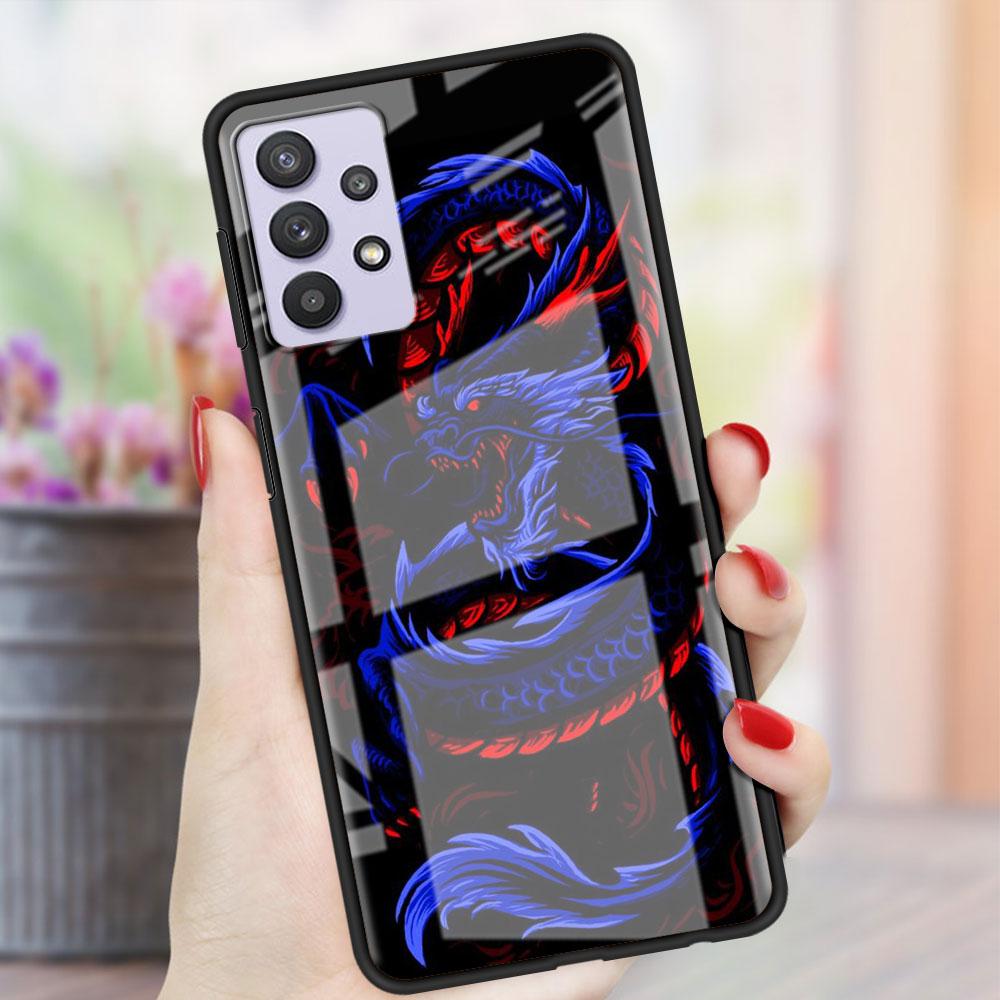 Husă de Sticlă cu Animal Dragon Pentru Samsung Galaxy A52 A71 A50 A51 A70 A21s A31 A72 A10 A12 A30 A22 5G Husă Telefon