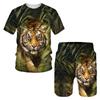 Summer Tiger 3D Printed T-shirt/Suit O Collar Men's Short Sleeve Beach Pants 2 Piece Suit Sportswear Casual Fashion Shorts
