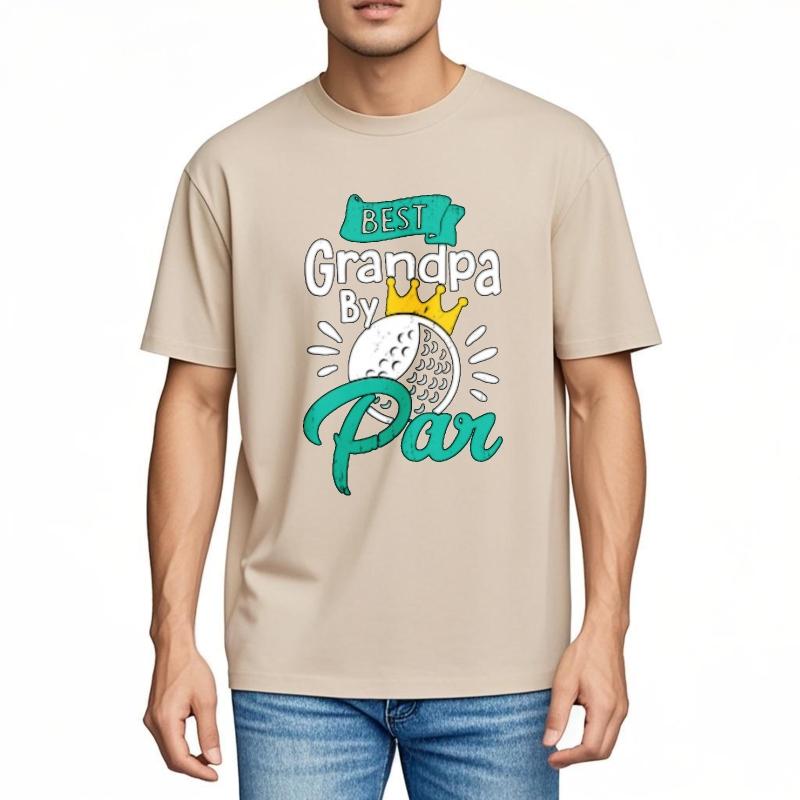 Breathable Tee Travel For Unisex Crew Neck t shirt Best Grandpa By Par With Crown And Golf Ball Retro Unisex tops Classic Tshirt
