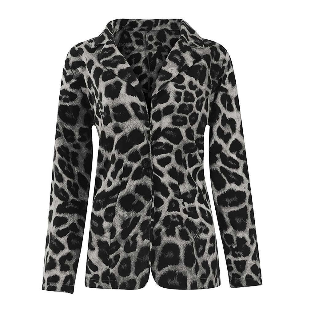 Women's Spring Tops Fashion Trend Jackets Leopard Print Suit Thin Jackets