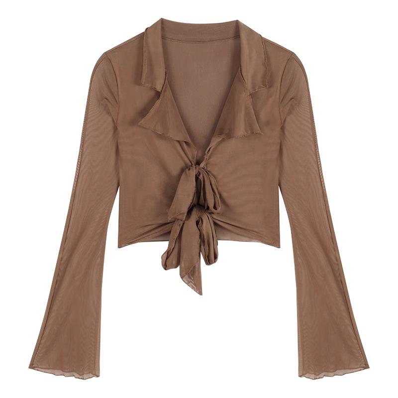 Französischer Chic Schnür-Oberteil mit unregelmäßigem Schnitt und Slim-Fit für Damen