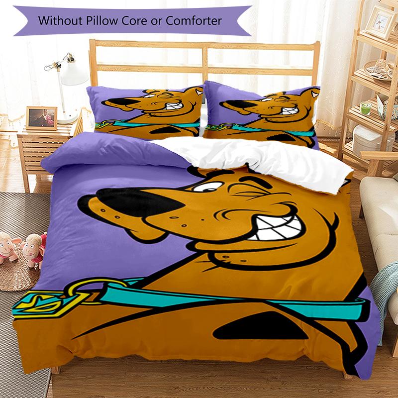 3pcs Scooby Doo pattern bedding set duvet cover set includes duvet cover &pillowcases, perfect all season bedroom decoration & gift