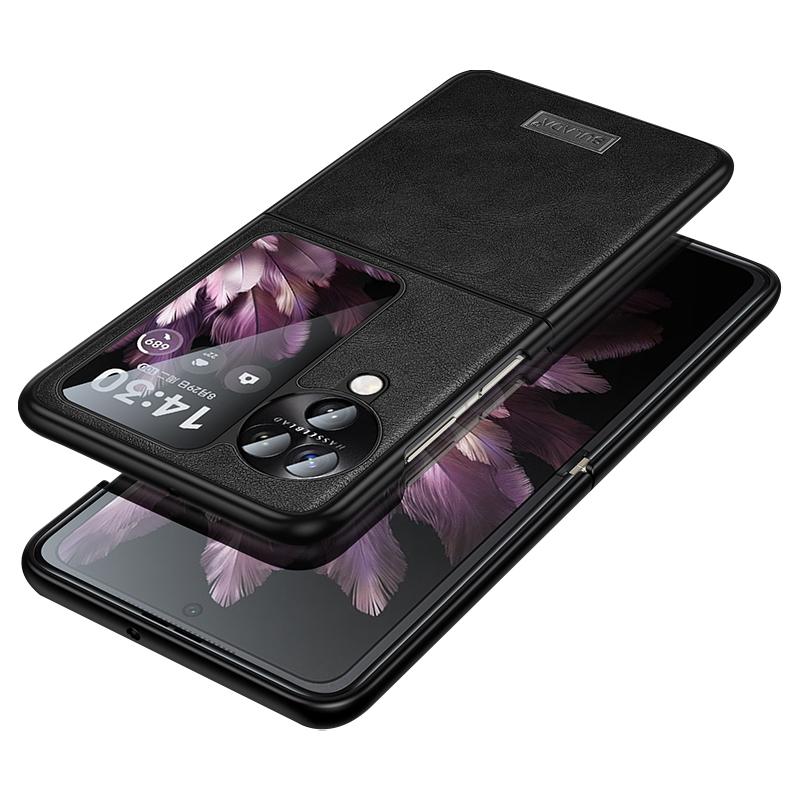 

SULADA For Oppo Find N3 Flip 5G Case PU Leather+TPU+PC Folding Phone Cover Black