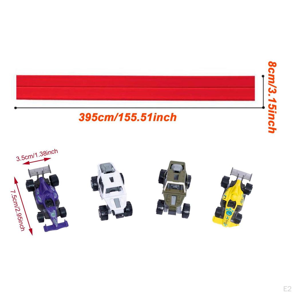 Flex Tracks Kids Toy with 4 Mini Car Model DIY Fun Versatile Gifts Suction Cup Mount Rolls Up