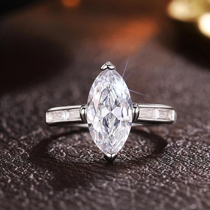 Huitan Trendy Marquise Cubic Zirconia Rings for Women Zinc Alloy Color Wedding Engagement Promise Rings Elegant Luxury Lady Zircon