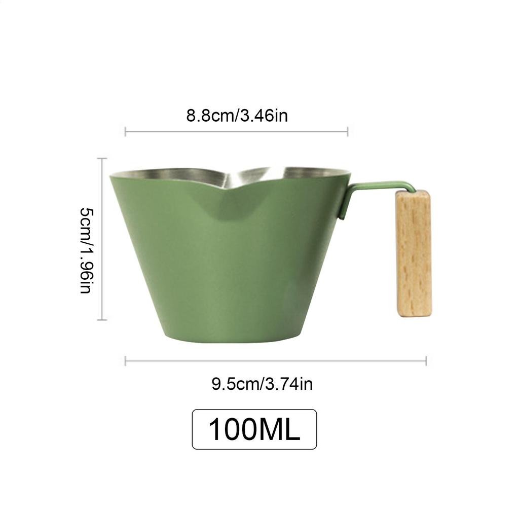 Coffee Measuring Cup 100ml Double Spout Brewing Mug With Scale Stainless Coffee Pour Cup With Handle For Cafe Tea Milk Home