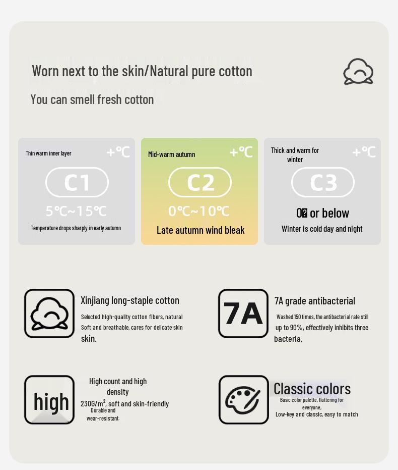 Men's 100% Cotton High-Neck Knit Thermal Set: Antibacterial Top & Bottoms, Plus Sizes