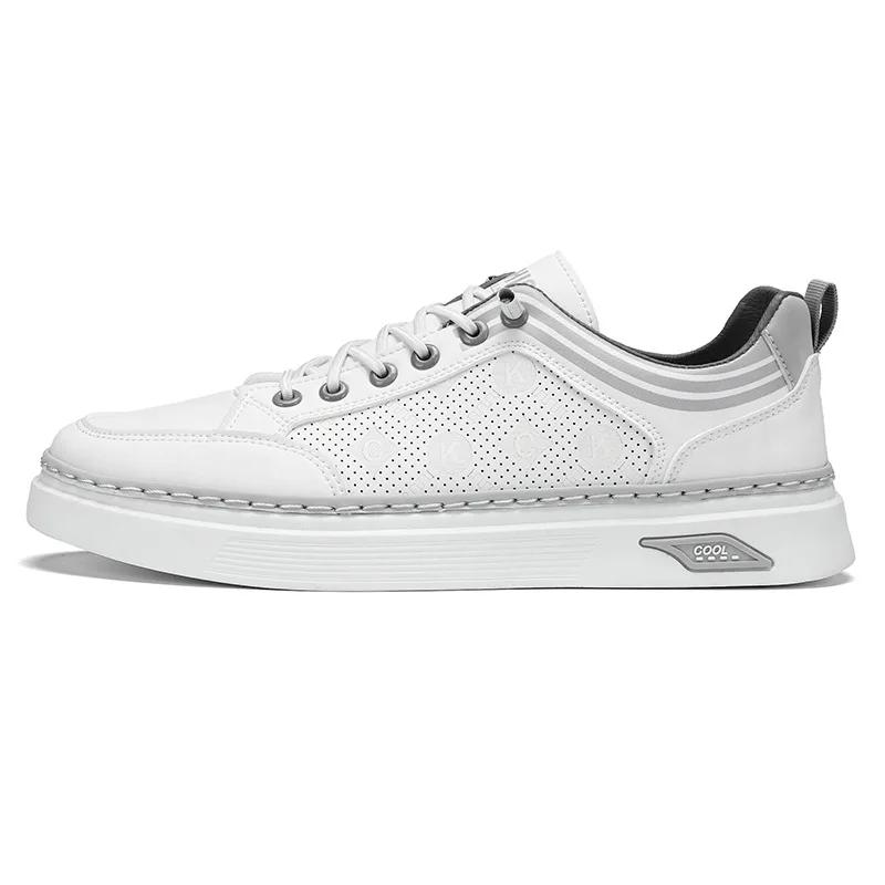 Moda 2025 Wiosna Nowe Wszechstronne Buty Casualowe Antypoślizgowe Odporne na Ścieranie Buty Skórzane Oddychające Modne Sneakersy Lekki Luksus Sportowe