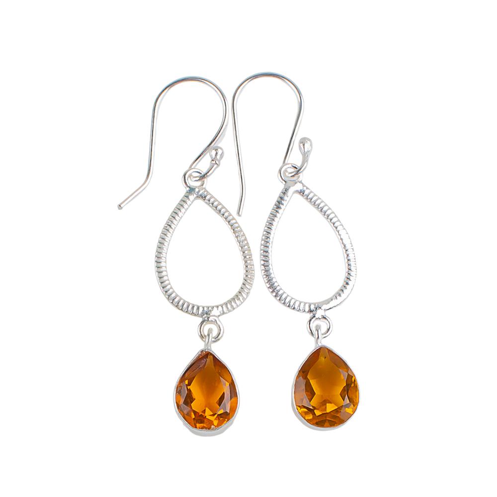 Citrine Gemstone 925 Sterling Silver Jewelry Handmade Designer Earrings 1.90" EE-16-9