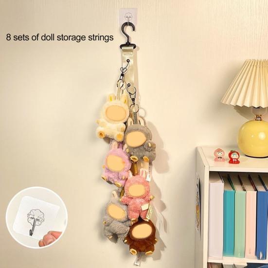 Doll Display Stand Organizer Pendant Storage Display Stand Oxford Cloth Strap Reliable Plush Toy Holder with 8 Clips