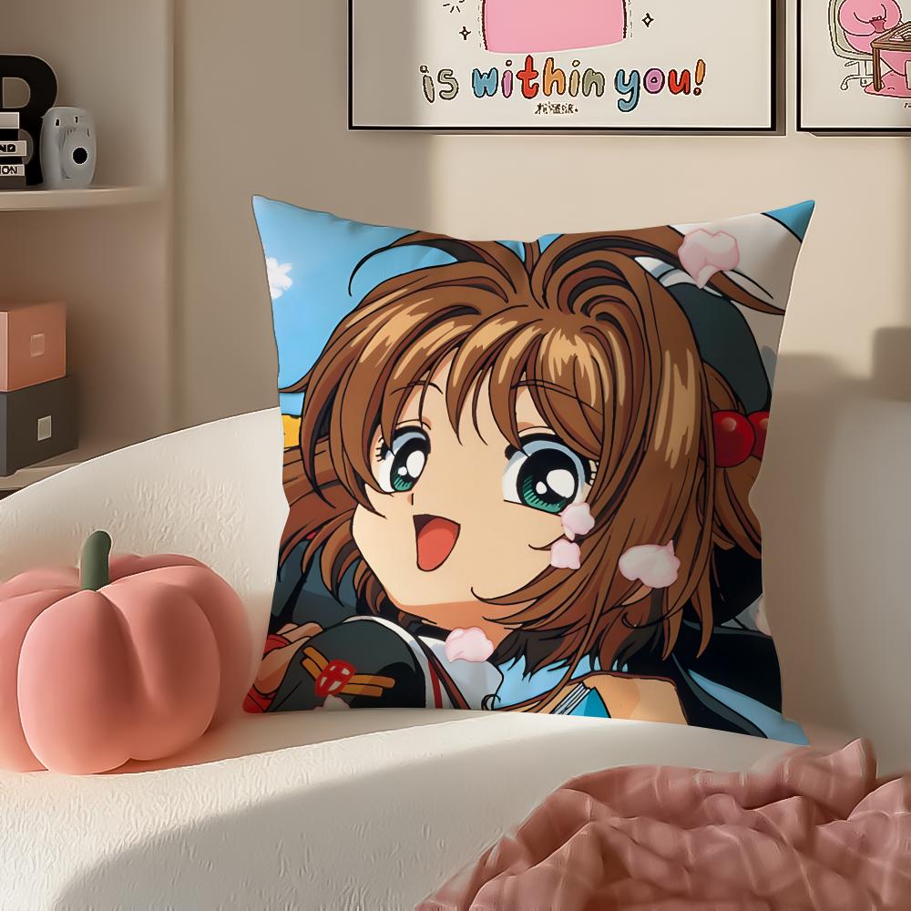 Magical Cute Japanese Anime CCardcaptor Sakura Cushion Cover Pillowcase Short Plush Invisible zipper Room Sofa Cushion Cover