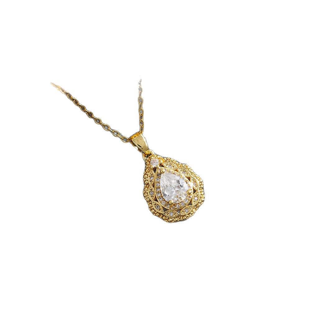 Gold and Silver Luxury Pendant Necklace with Dove Egg and Rhinestones