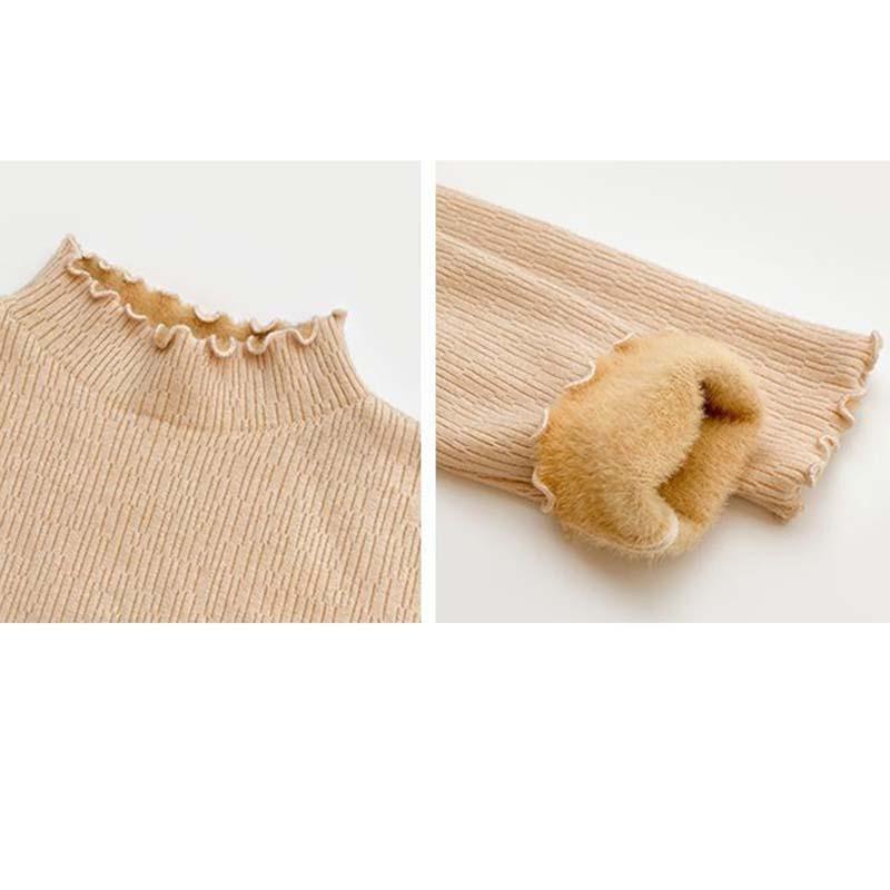 Women Winter Thicken Slim Turtlneck Sweater Plus Velvet Long Sleeve Soft Knitted Pullover Casual Thermal Knitting Bottoming Shirt