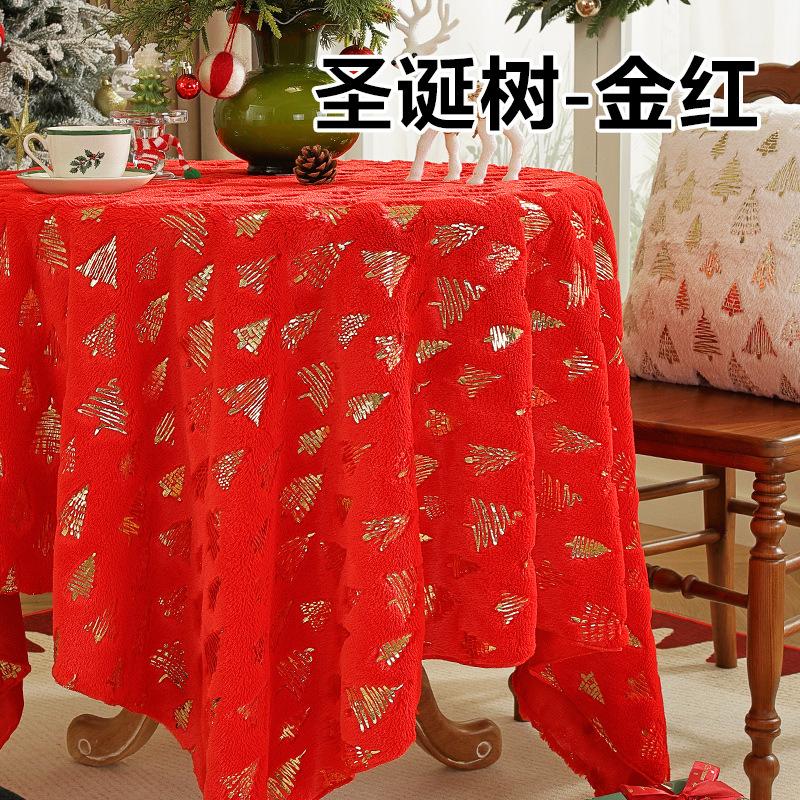 Christmas Tablecloth White Snowflake Atmosphere Tablecloths Festival Party Decoration Table Round Table Fabric for Home Use
