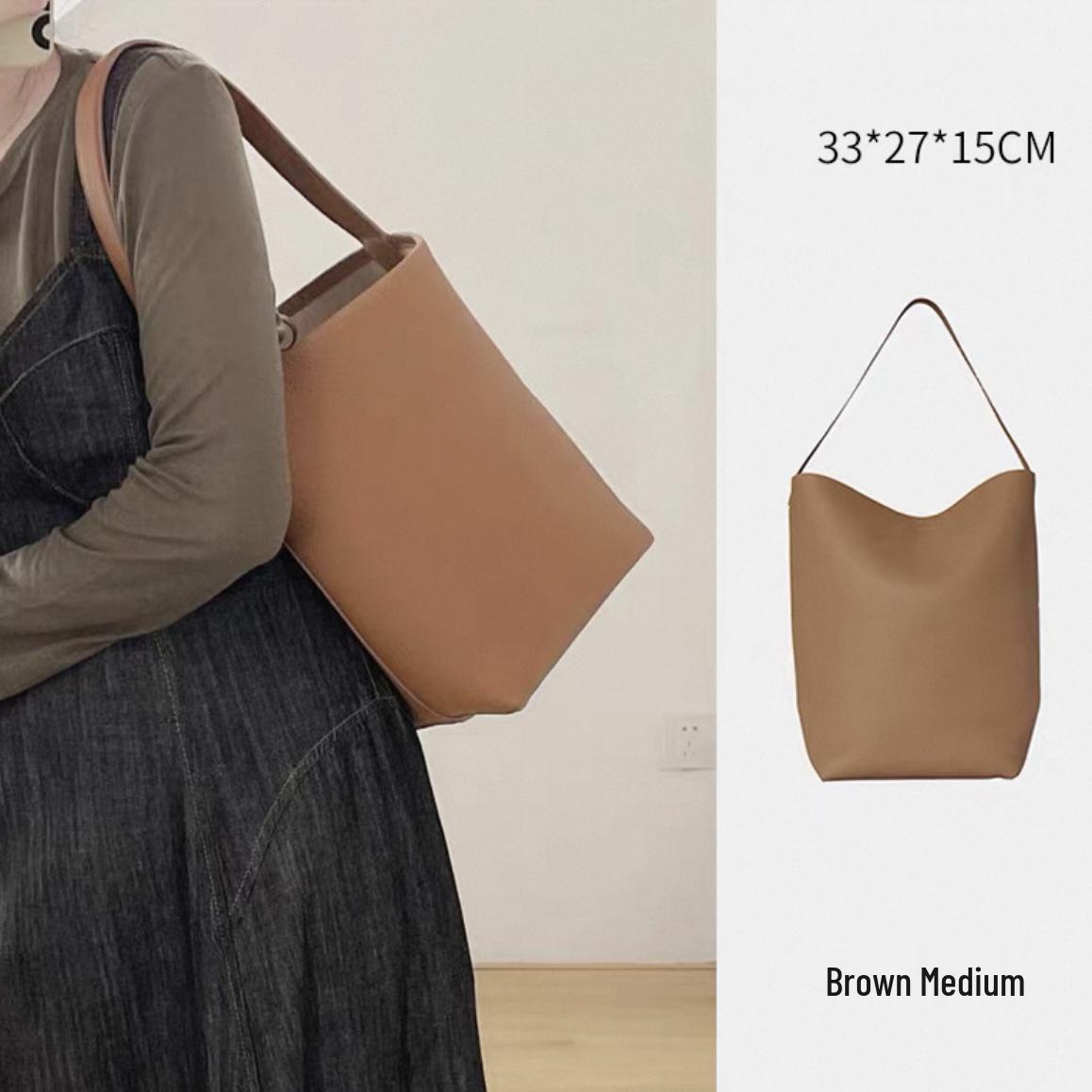 

Therow Вместительная сумка-тоут из мягкой кожи - Женская сумка-шоппер высокого класса для通勤 на плечо, в наличии