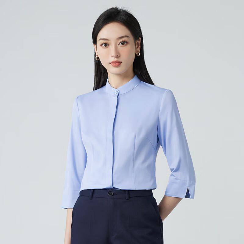 Toluoman Women s New Chinese Style 3/4 Sleeve Stand Collar Shirt 2XL