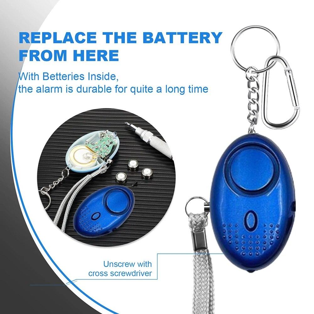 1PC 130DB Personal Security Alarm Emergency 130DB Security Alarm Keychain Personal Safety Devices With LED Light Buckle Key