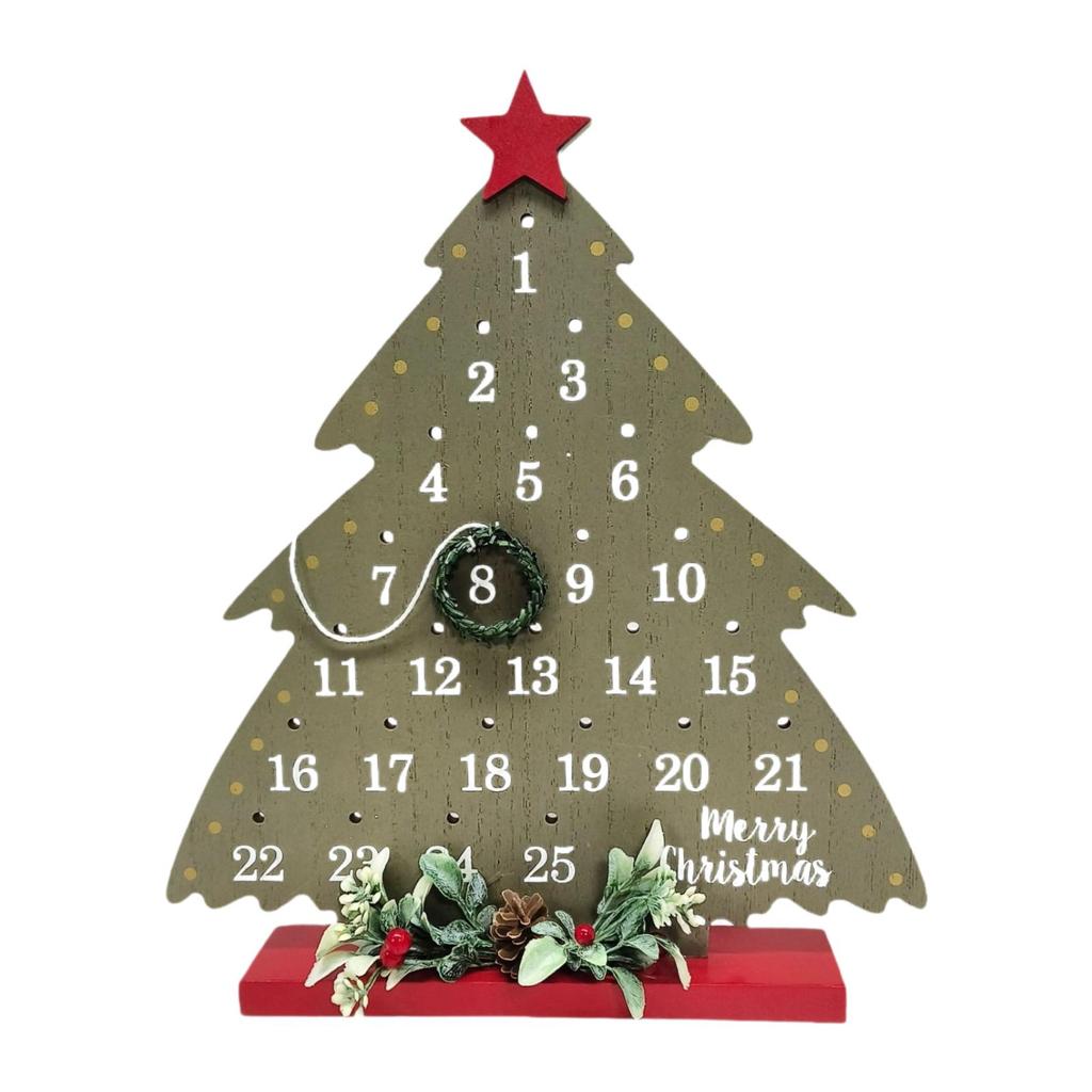 Christmas Countdown Calendar Wooden Holiday Table Decoration Vintage Countdown Christmas Sign Hanging Wall Decoration Crafts