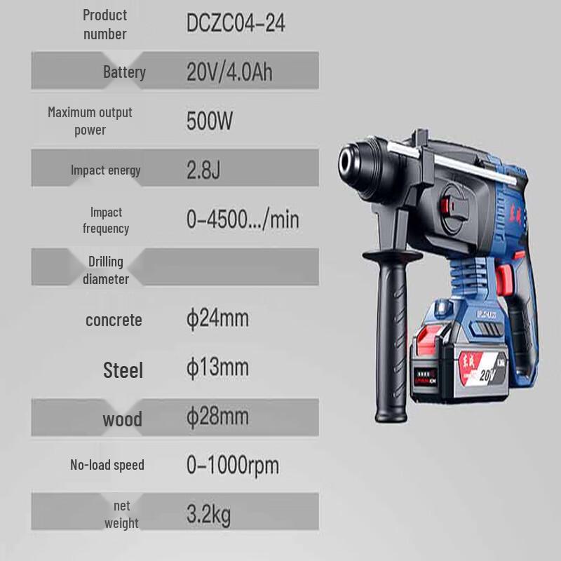 Dongcheng 20V Brushless Cordless 3-in-1 Rotary Hammer Drill (Bare Tool)