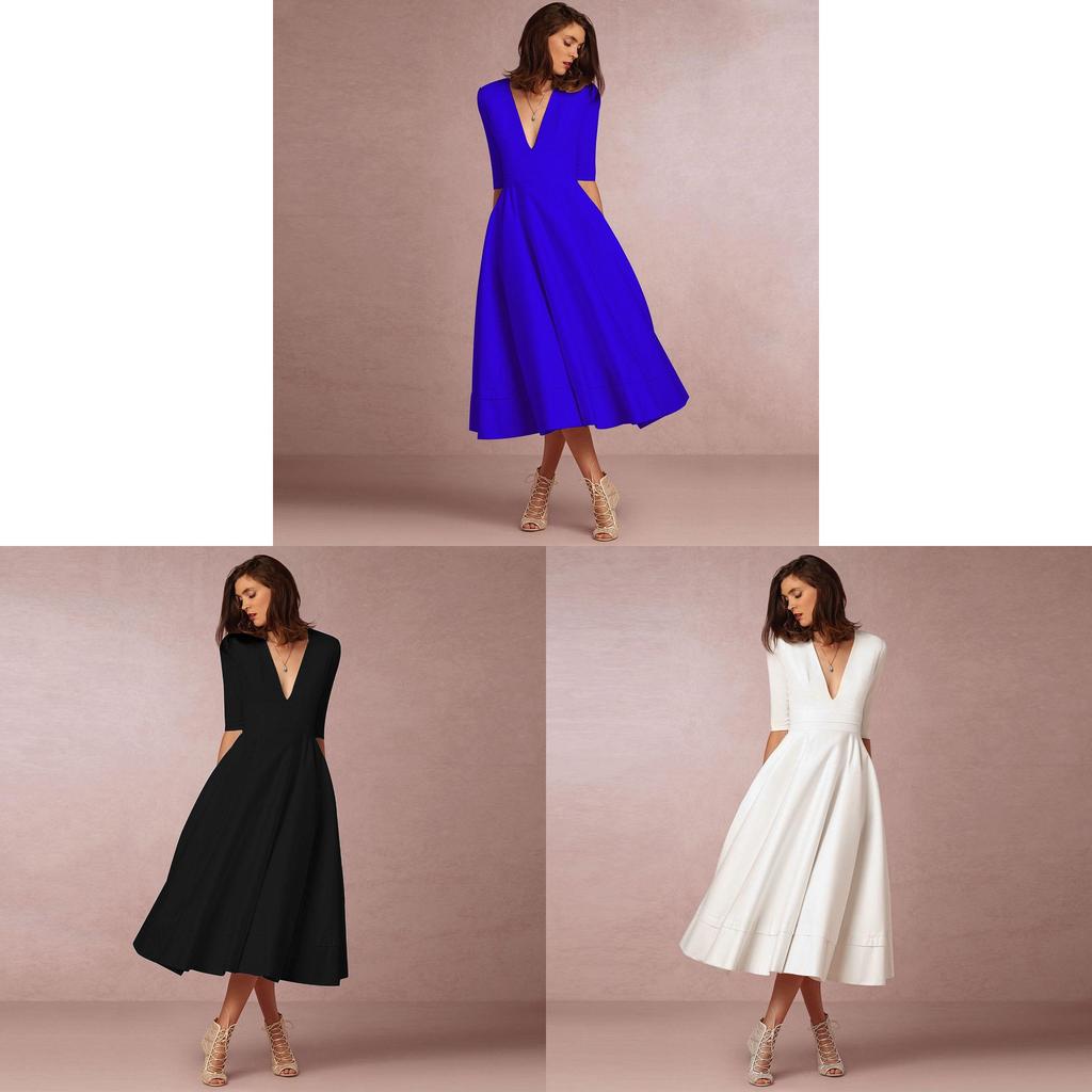 Elegante Vestito Casual in Maglia da Donna con Scollo a V Disponibile in Vari Colori
