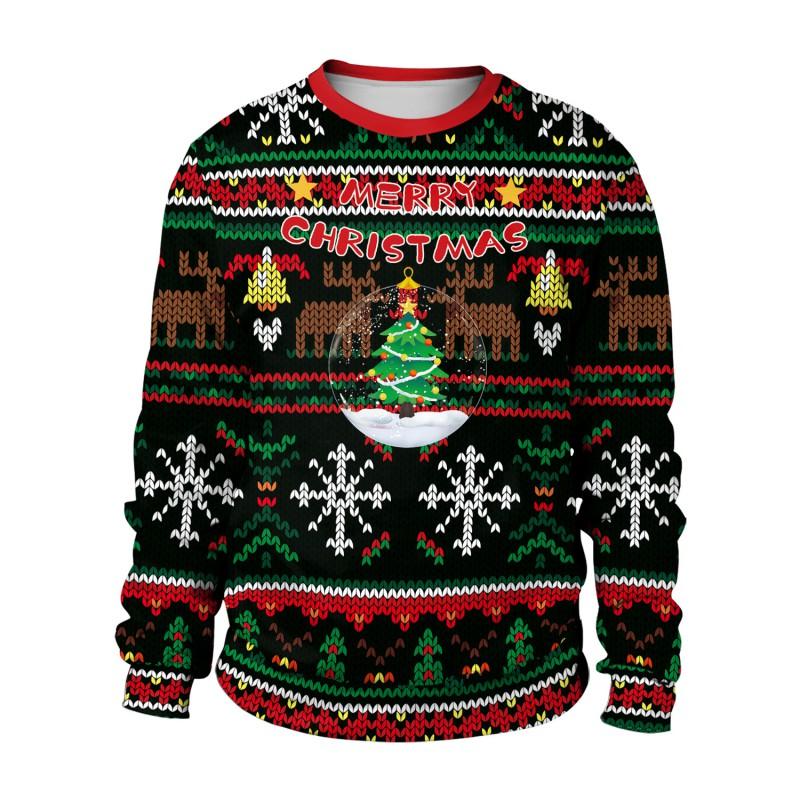 Christmas Crewneck Sweatshirt Fashion Snowflake Print Couple Pullover