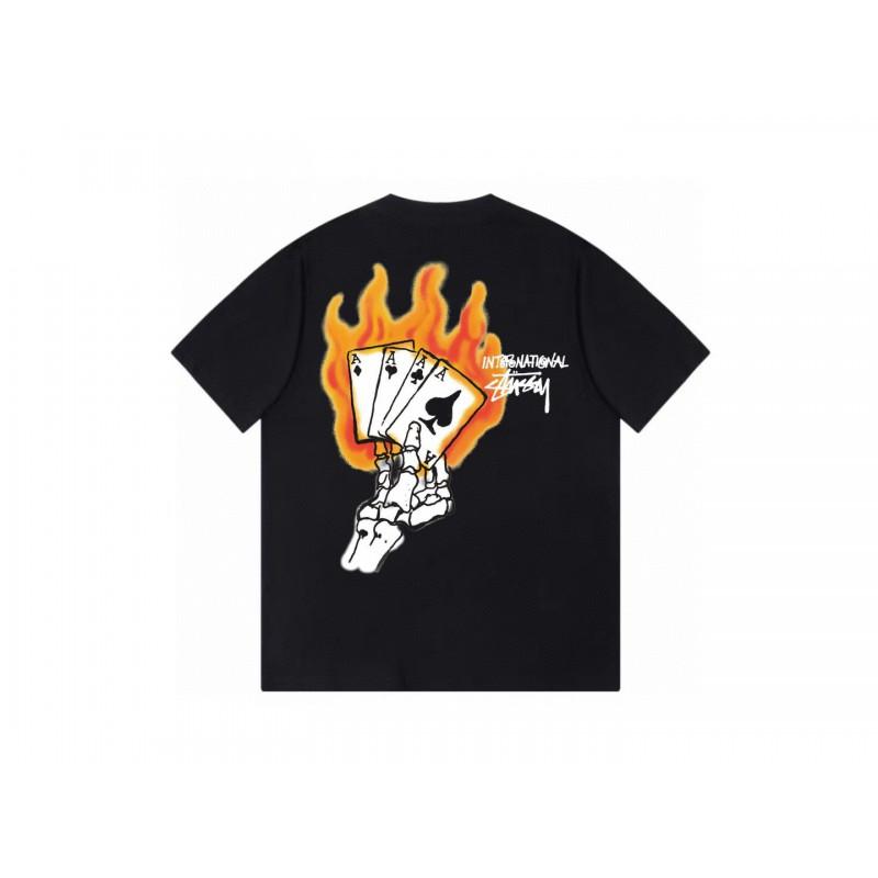 Stussy Short Sleeve T-Shirt Teens Loose Fit 270g Cotton Round Neck Casual Wear