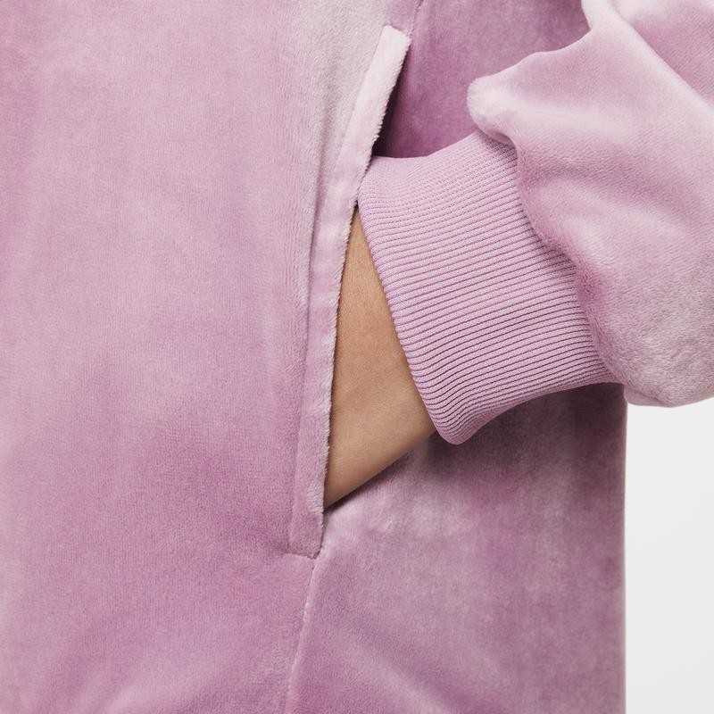 Nike Sportswear Velvet Pullover Hoodie Fashion Versatile Sweatshirt Kids Hoodies Gray Purple Red FZ5588-523