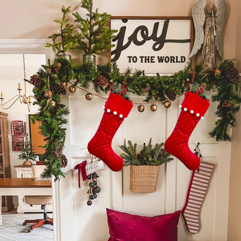 1PC Hanging Ornament Large Hanging Socks Gift Packaging Christmas Stocking Home Red Christmas 46x29cm