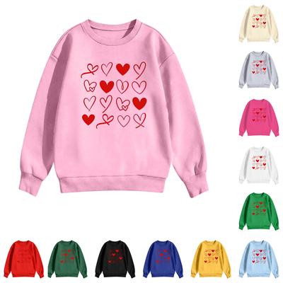 Children's Casual Round Neck Printed Pullover Long-sleeved Hooded Sweatshirt Top