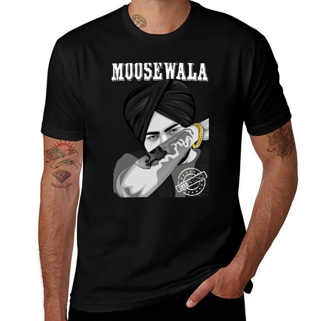 Sidhu Moose Wala Sticker Tshirt Funny T Shirts Cotton Tshirt